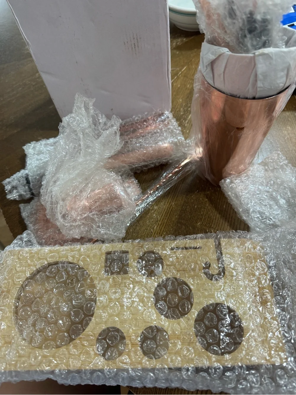 Stainless Steel Bar Tool Set with Bamboo Stand - Rose Gold Cocktail Kit